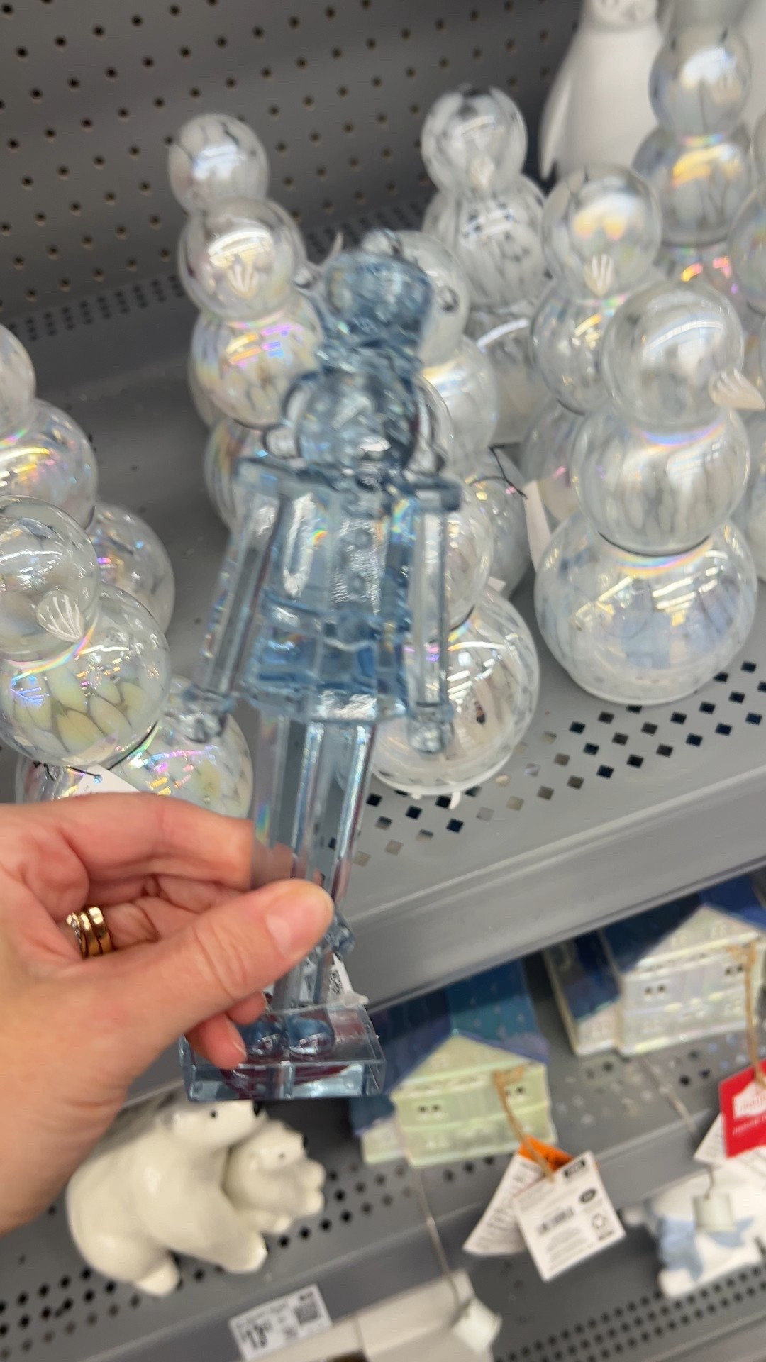 Give your decor a snowy, winter wonderland feel with this icy blue glass nutcracker. He's ready for a beautiful, chilly Christmas!
coastal christmas, navy holiday decor, blue christmas, crystal look, glass decor, winter wonderland, modern home inspo, shelf styling

#LTKSeasonal #LTKFindsUnder50 #LTKHome