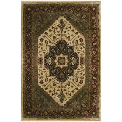 Oriental Handmade Tufted Wool Antique Ivory/Rust Area Rug | Wayfair North America