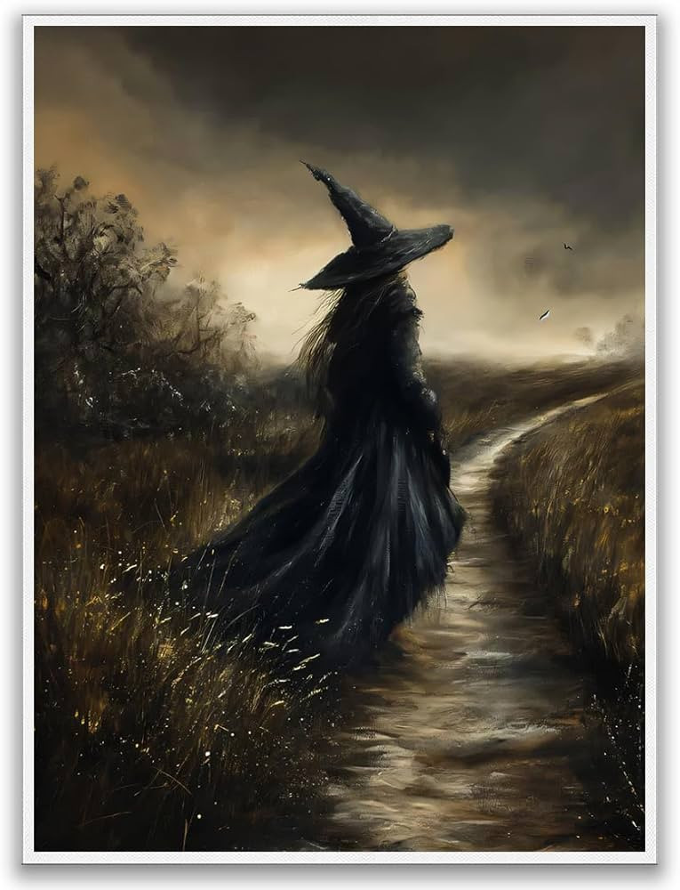 Generic Witch Art Posters Victorian Witch Canvas Print Wall Art Oil Painting Halloween Decoration... | Amazon (US)