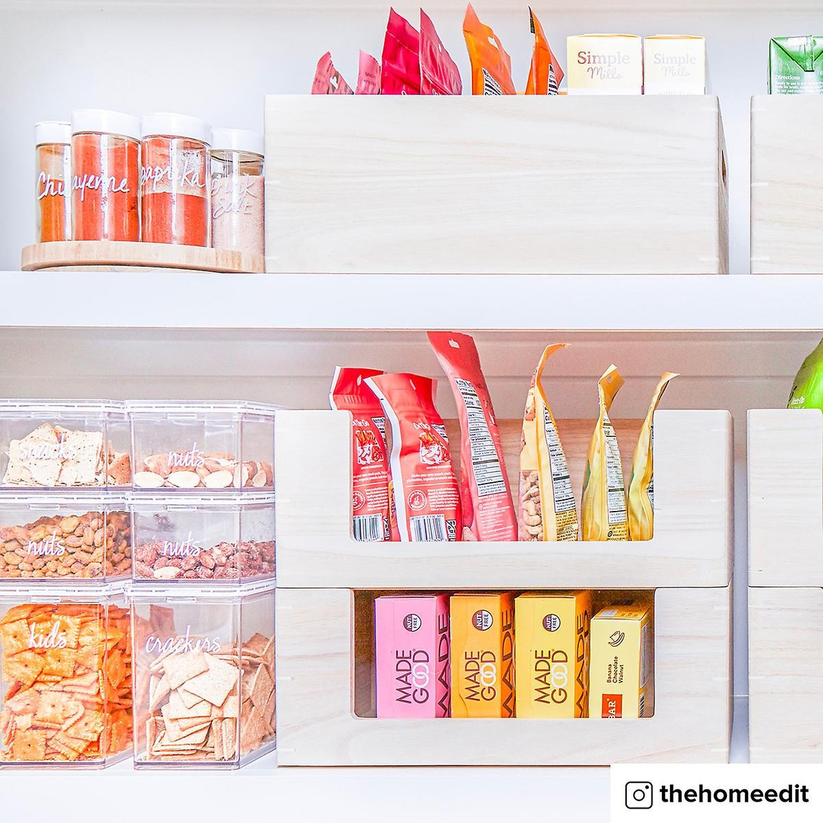 THE HOME EDIT Large Wooden Open Front Bin Sand | The Container Store