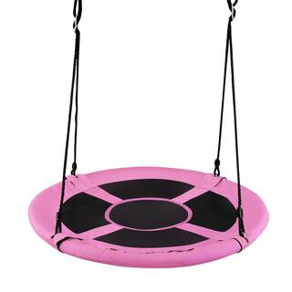 40 in. Pink Flying Saucer Tree Web Swing Indoor Outdoor Play Set Kids Christmas Gift | The Home Depot