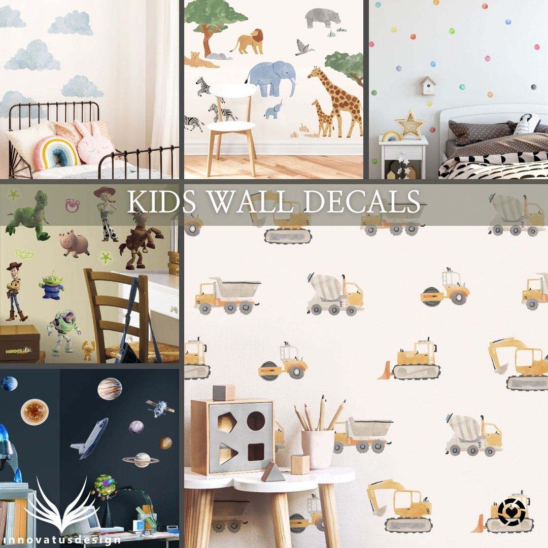 Add character and personality to yours kids room with these fun wall decals! Wall decals are easy to install, and make changing kids room themes a breeze. Which one will you choose?

#LTKFamily #LTKHome #LTKKids