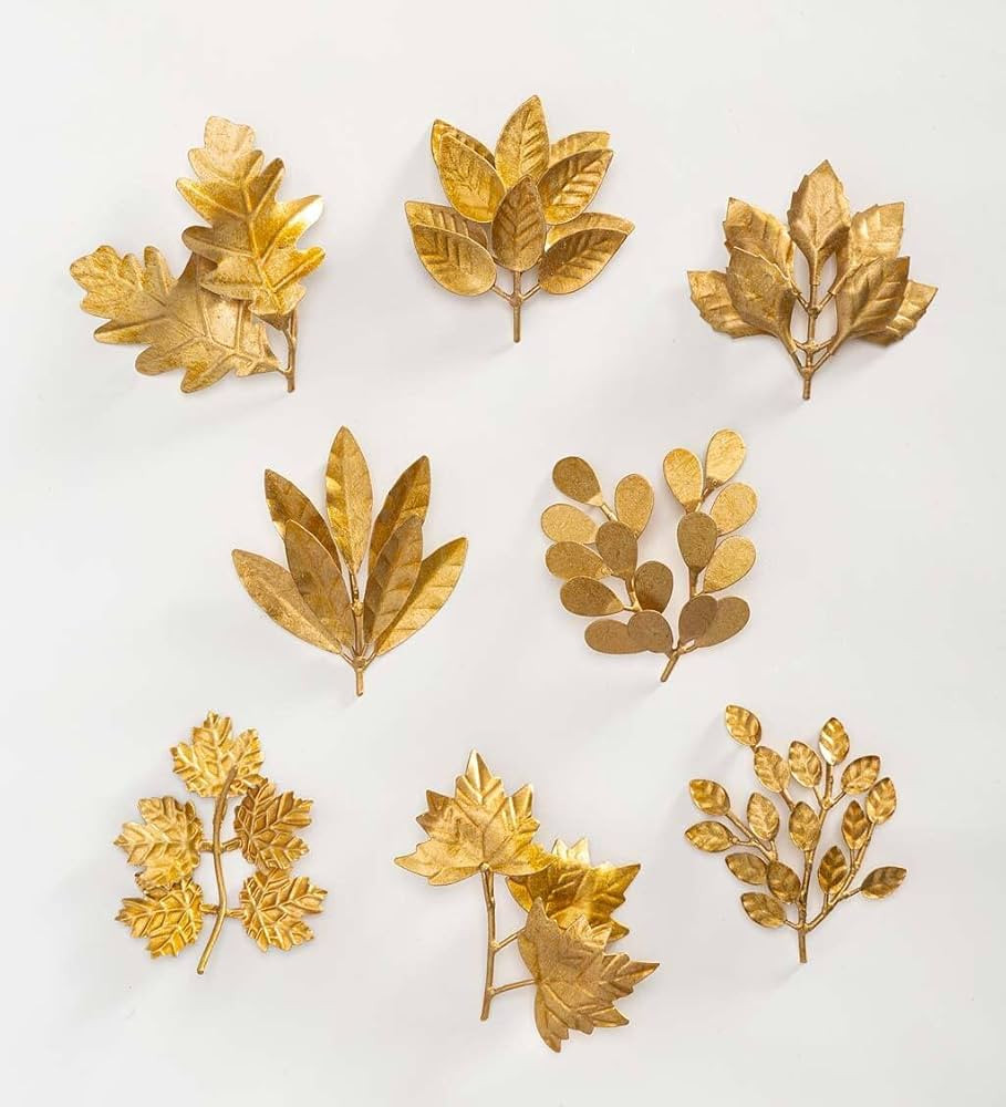Vivaterra Gold Finish Recycled Metal Leaf Decor, Set of 8 | Amazon (US)