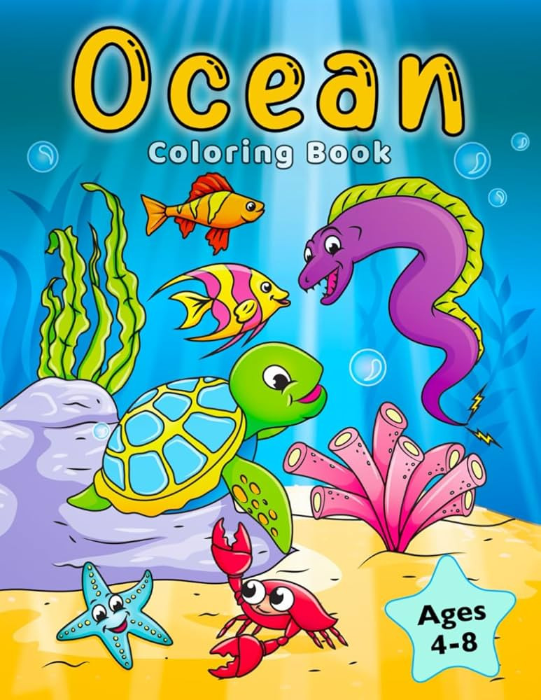 Ocean Coloring Book: Fish & Underwater Sea Animals to Color for Kids Ages 4-8 | Amazon (US)