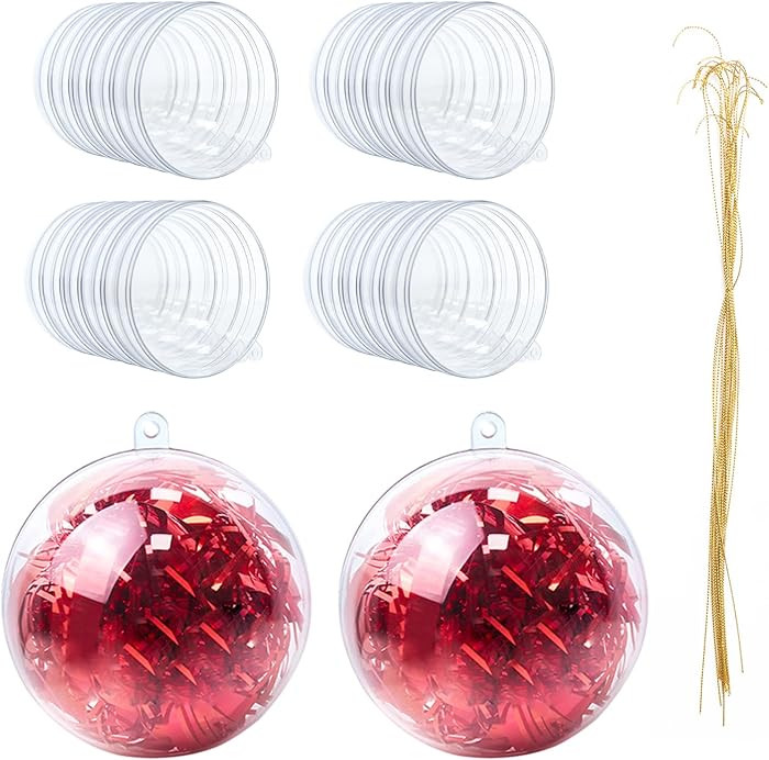 20 Pcs 80mm Clear Plastic Fillable Christmas Ball Ornaments - 3.15'' DIY Craft Ornaments, Shatter... | Amazon (US)