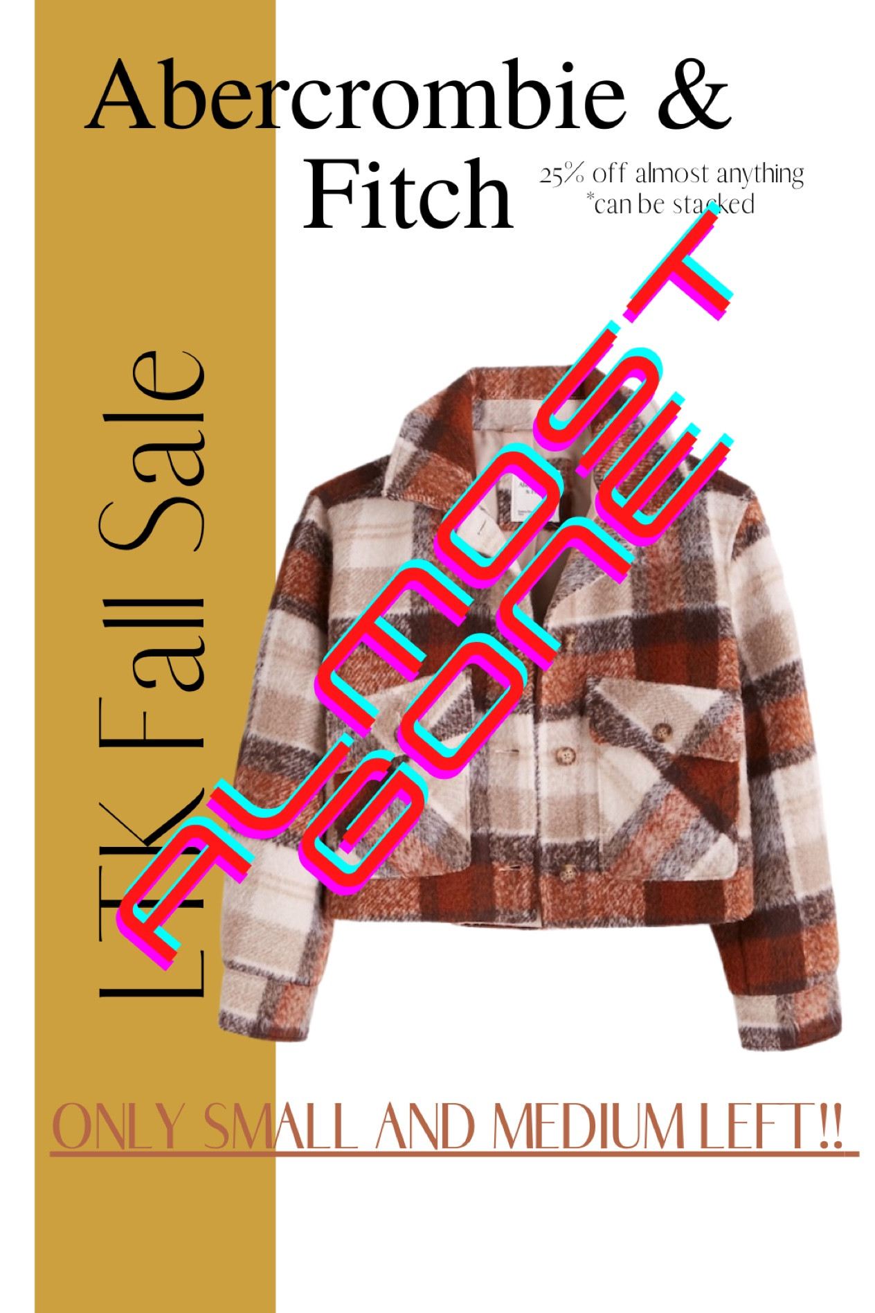 Abercrombie is 25% off almost anything AND can be stacked with other codes for the LTK Sale!! Today-Sept 20, exclusively in the LTK app.

AF, jacket, shacket, best seller, fall, fall trend, plaid

#LTKsalealert #LTKstyletip #LTKSale