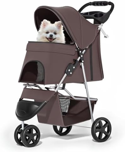 MoNiBloom Foldable Dog Strollers for Small Dogs with Weather Cover, 3 Wheels Pet Strolling Cart f... | Amazon (US)