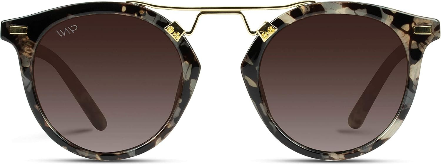 WearMe Pro - Polarized Round Vintage Retro Mirrored Lens Women Metal Frame Sunglasses | Amazon (US)