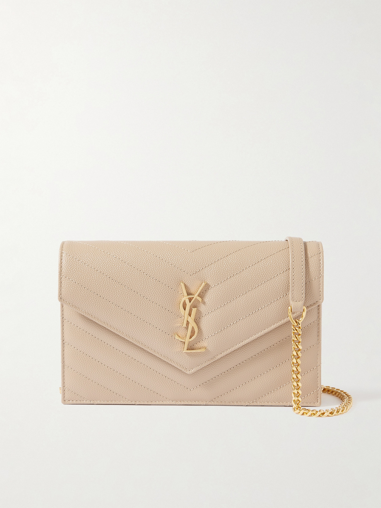 SAINT LAURENT - Cassandre Matelassé Textured-leather Shoulder Bag - Neutrals | NET-A-PORTER (US)