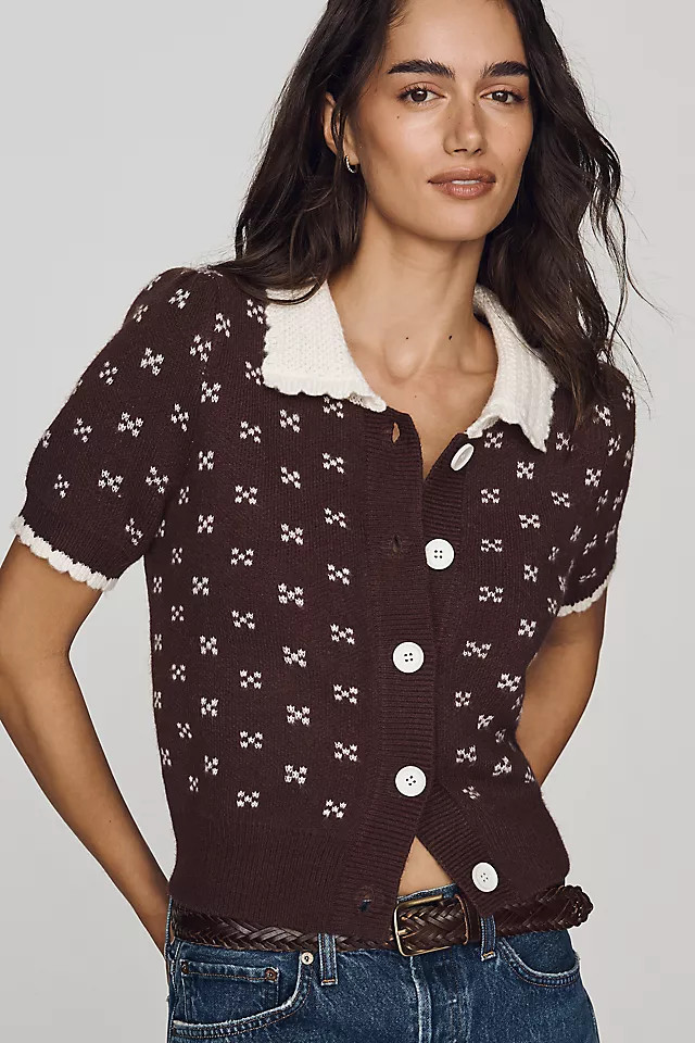 Short-Sleeve Collared Cardigan | Anthropologie (US)