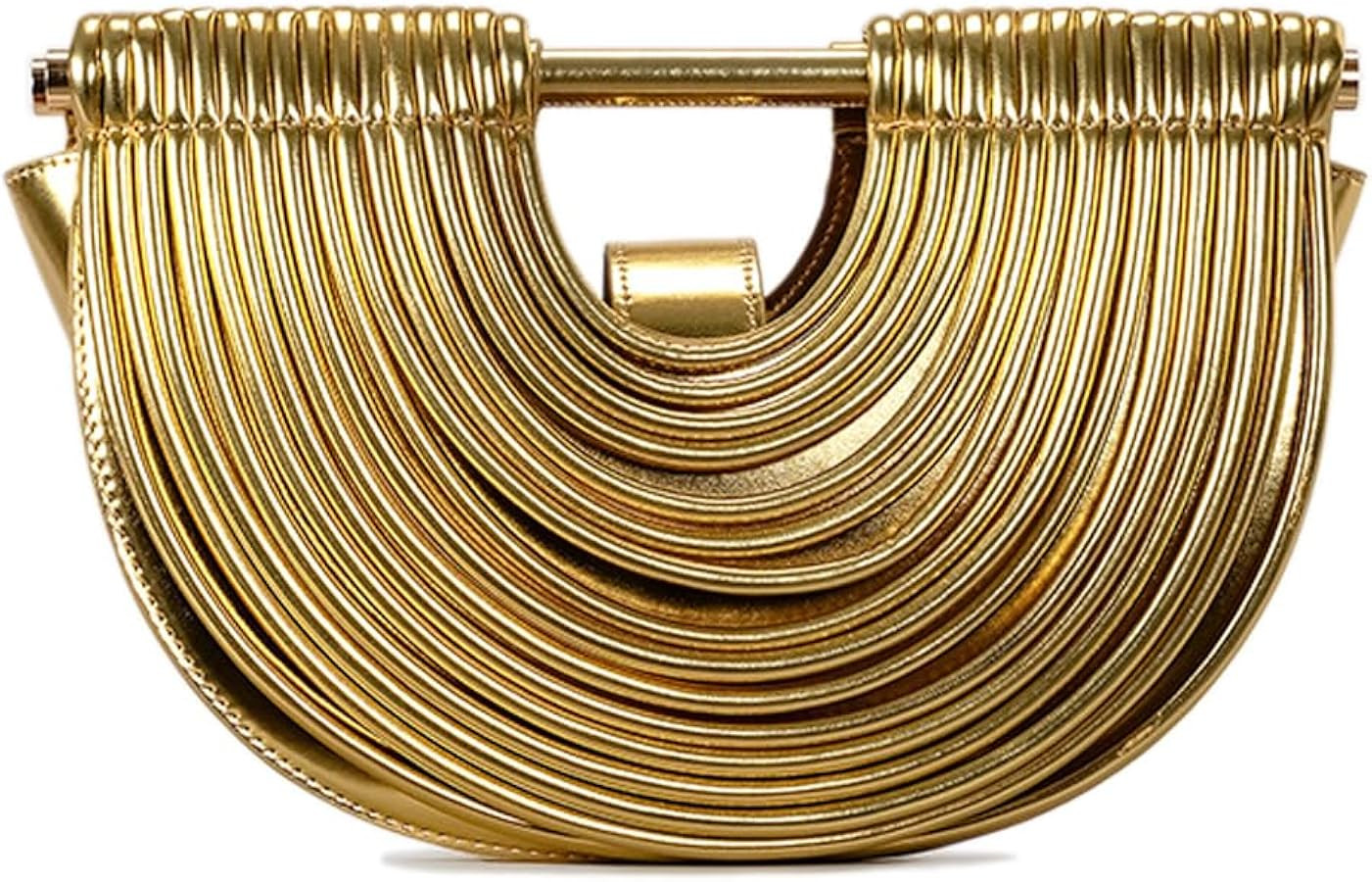 Clutch Purses for Women Evening/Wedding Chic Half Round Woven Bag Formal PU Leather Purse Designe... | Amazon (US)