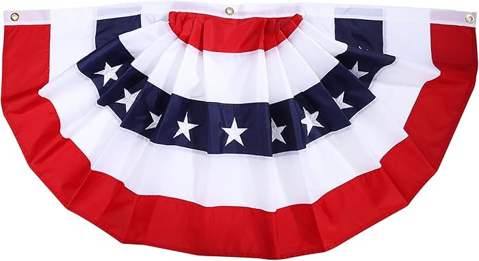 American Flag Bunting 2x4 Ft, Pleated Fan Banner with Embroidered Stars & Sewn Stripes, Patriotic... | Amazon (US)