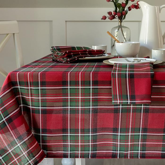 Benson Mills Holiday Plaid Yarn Dyed Fabric Table Cloth, Holiday, Winter, and Christmas Tableclot... | Amazon (US)