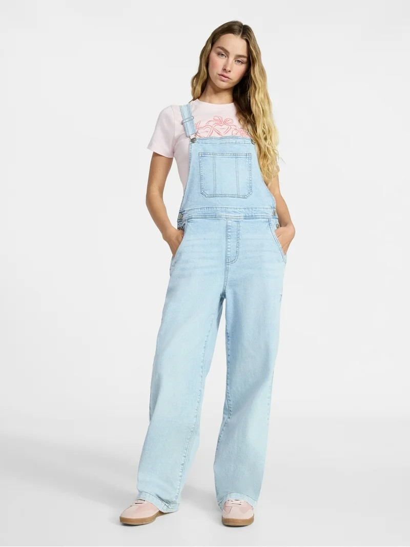 No Boundaries Baggy Denim Overalls, Women's | Walmart (US)