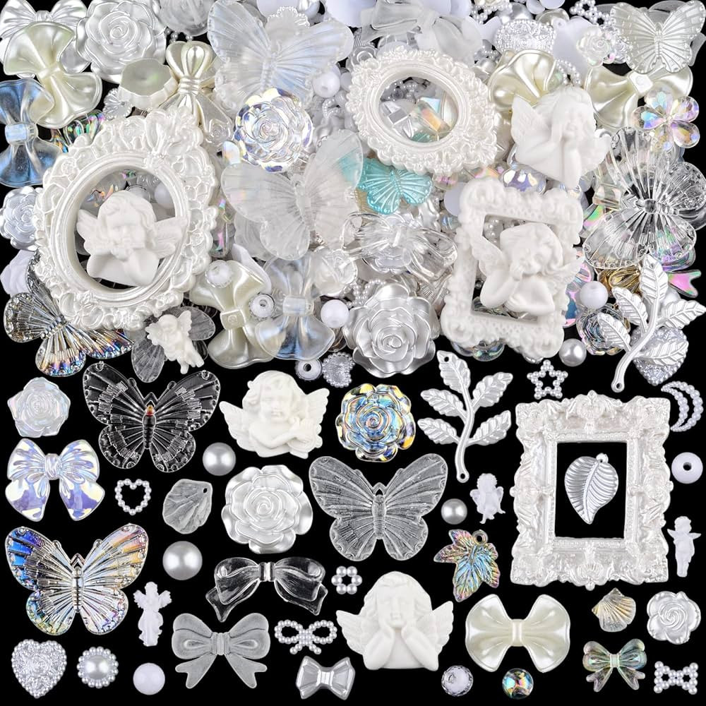 kikonoke 350 Pieces 3D Resin Embellishments Bows Butterfly Rose Flower Angel Charms Picture Frame... | Amazon (US)