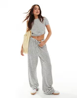 4th & Reckless towelling t-shirt and pants set in stripe | ASOS (Global)