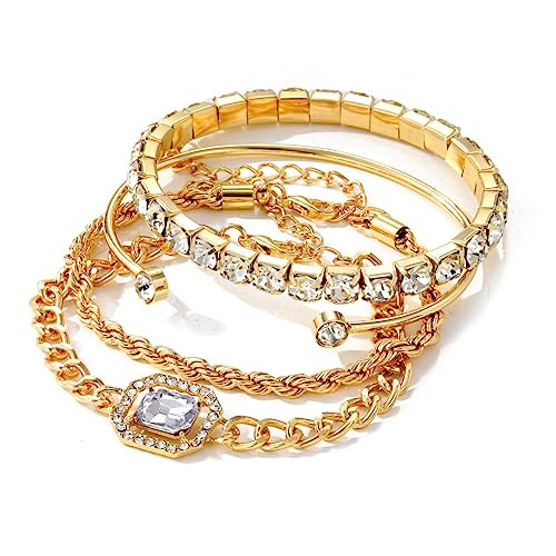 Gold Bangles for Women Chunky Gold Bracelet Cuff Bracelet Gold Bracelet Stack Arm Cuff Bracelet Chain Bracelet Statement Bracelet Jewelry Gifts for Girls Trending Bracelets for Women 2024 | Amazon (US)