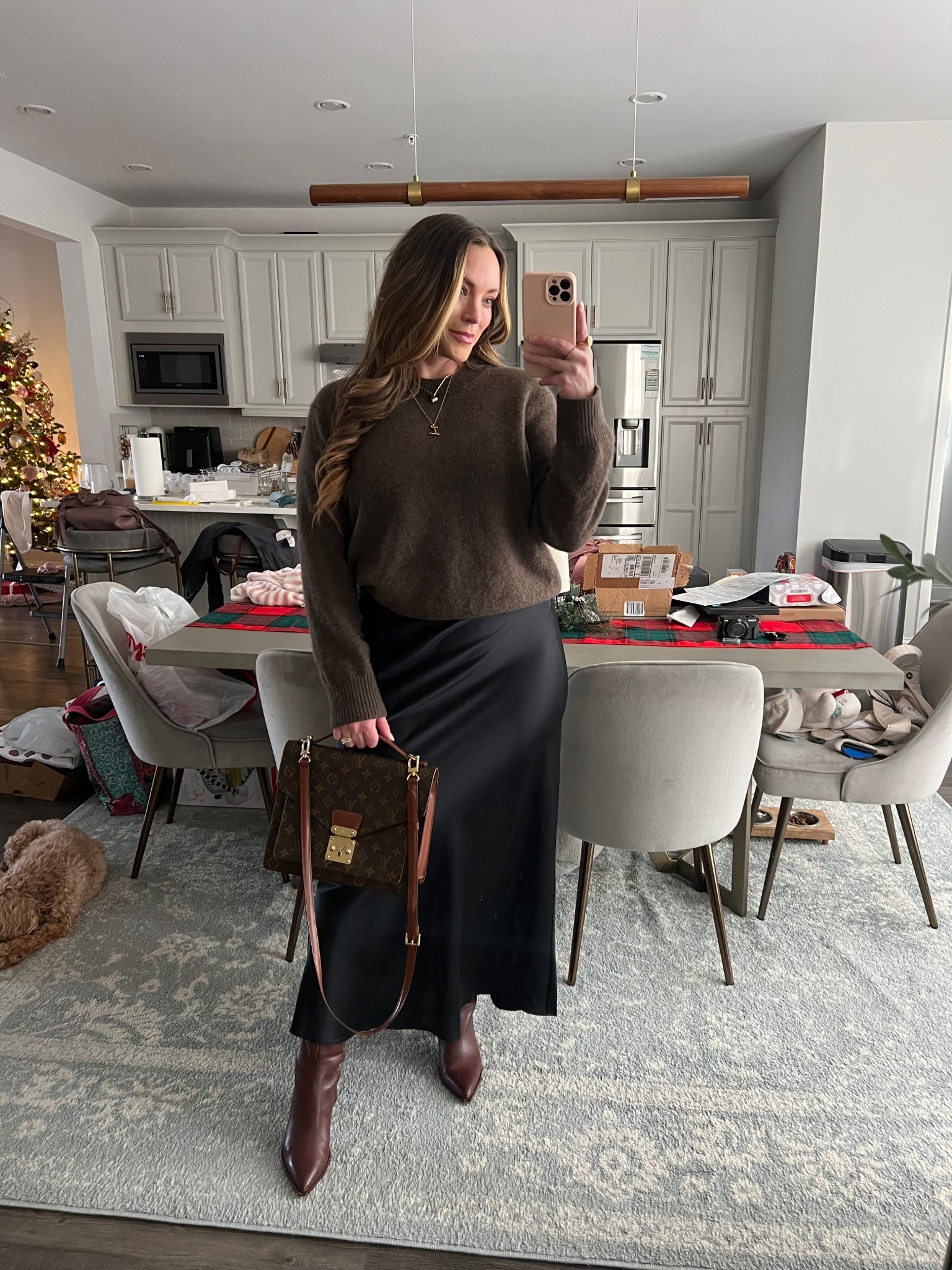 Mongolian cashmere oversized sweater and silk skirt outfit 

#LTKSeasonal #LTKMidsize #LTKWorkwear