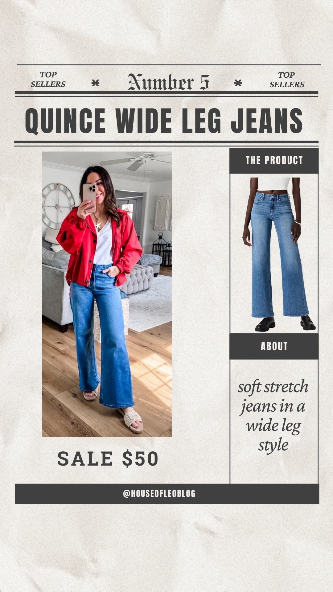Quince jeans 25. Small red jacket. Wide leg jeans.

#LTKOver40 #LTKPetite