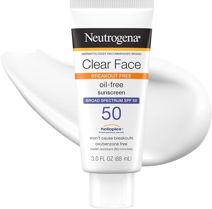 Neutrogena Clear Face Sunscreen Lotion SPF 50 for Acne-Prone Skin Broad Spectrum UVA UVB Protecti... | Amazon (US)