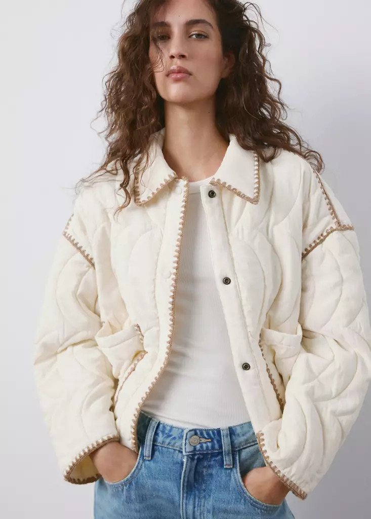 Quilted jacket with contrasting trim | Mango (US/MX/AU)