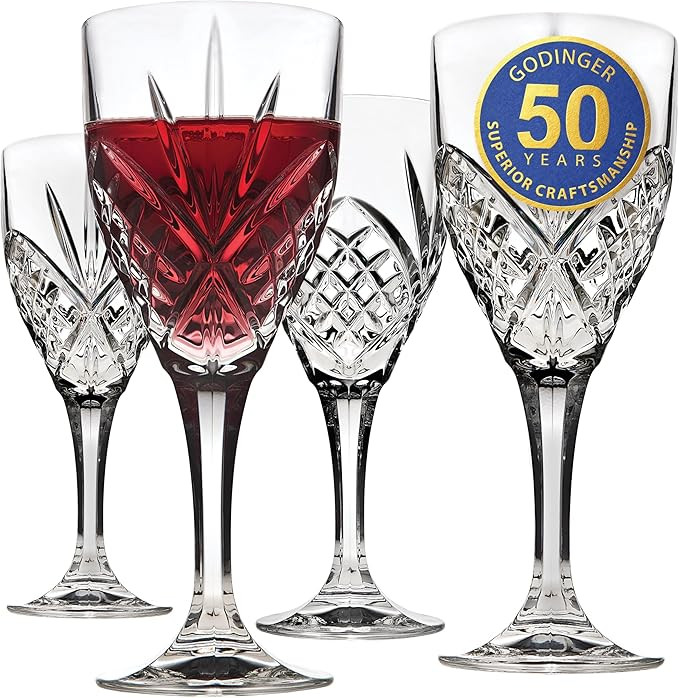 Godinger Dublin Wine Glasses, Stemmed Wine Glass Goblets, Stemmed Drinking Glasses, Glass Cups, B... | Amazon (US)