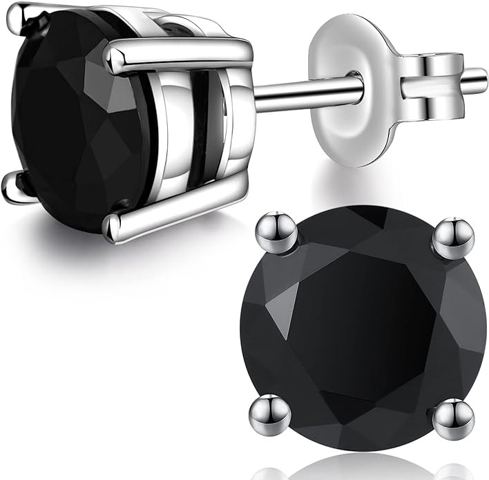 18K White Gold Plated Sparkling CZ Diamond Stud Earrings 925 Sterling Silver Cubic Zirconia Stud ... | Amazon (US)