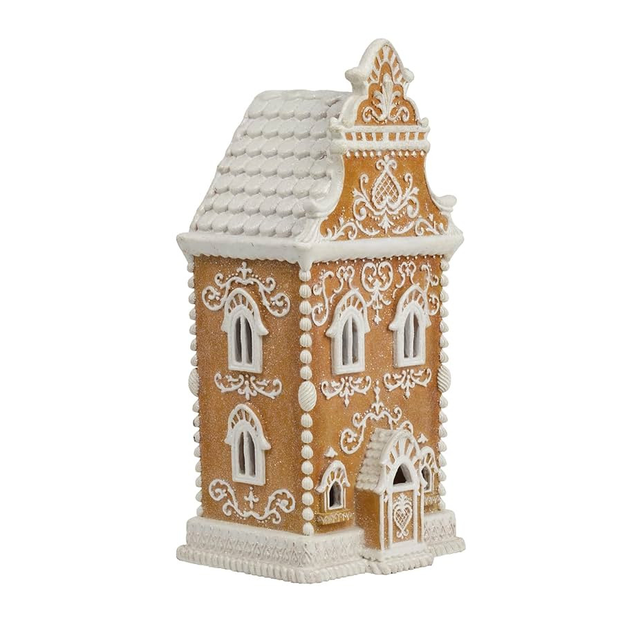 Braxio Gingerbread House Christmas Decorations Indoor - Resin Winter Gingerbread House with Led L... | Amazon (US)
