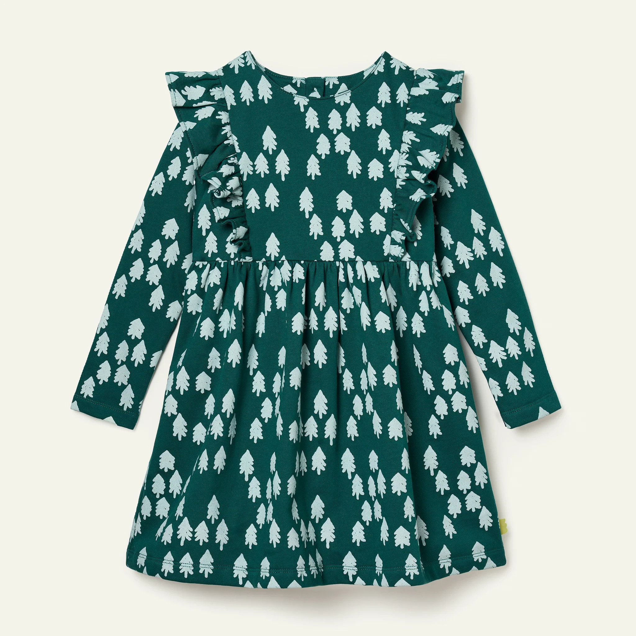 Recycled Cotton Snowy Pine Ruffle Dress | Mon Coeur