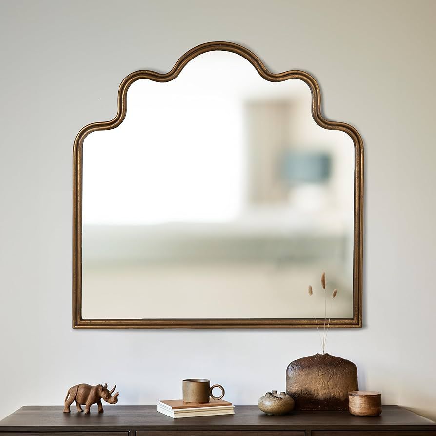 Creative Co-Op Wavy Scalloped Arched Metal Framed Wall Mirror, Gold | Amazon (US)