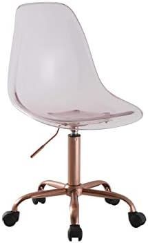Urban Shop Acrylic Rolling Desk Chair, Pink with Rose Gold | Amazon (US)