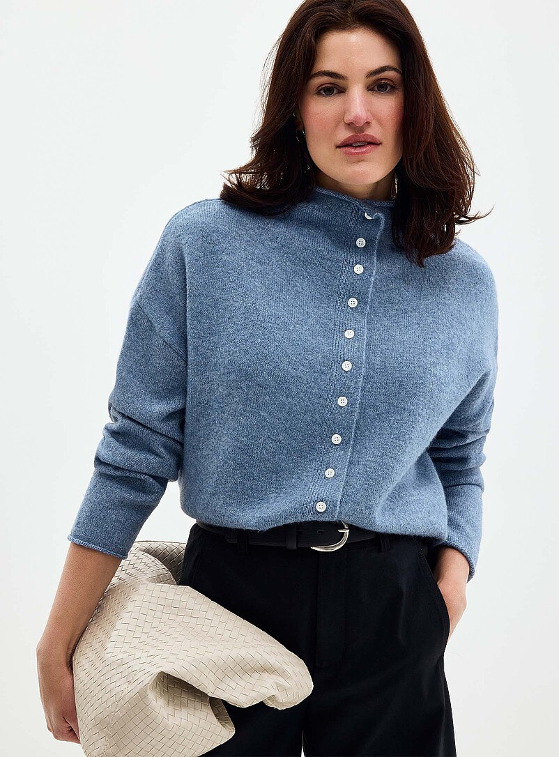 Plush funnel-neck cardigan | Simons