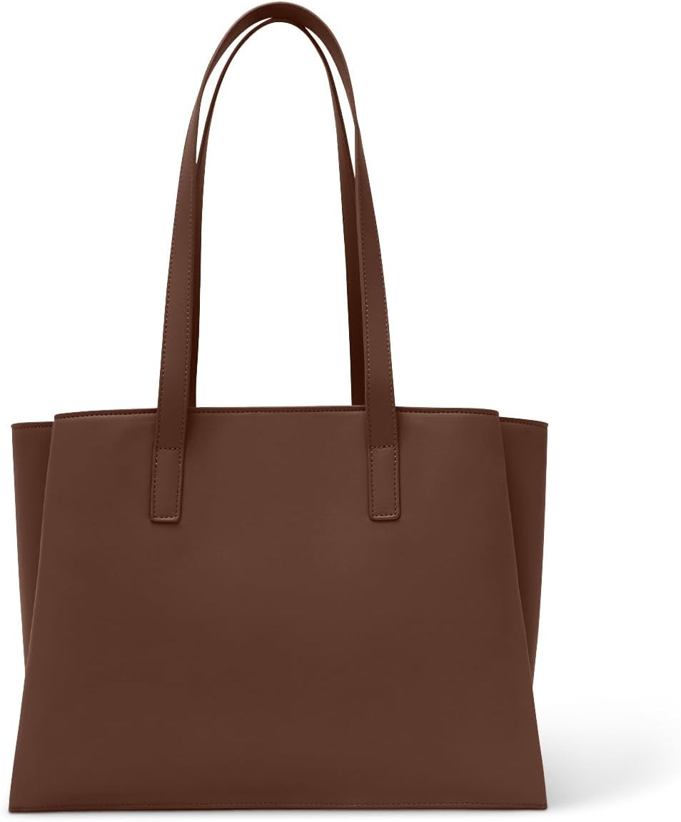 Work Tote Bags for Women 14 Inch - Work Bag Laptop Bag with Zip Compartments - Large PU Leather Office Computer Briefcase | Amazon (US)