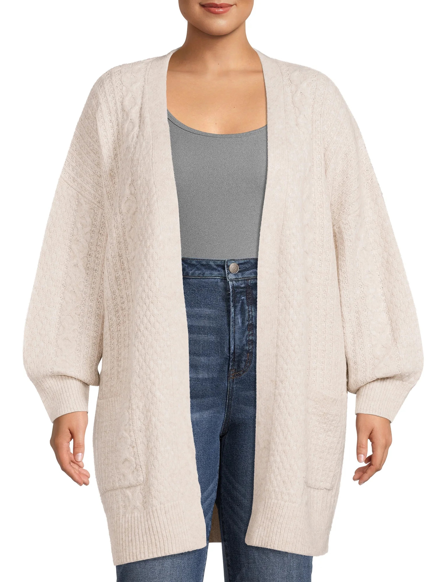 Terra & Sky Women's Plus Size Cable Cardigan - Walmart.com | Walmart (US)