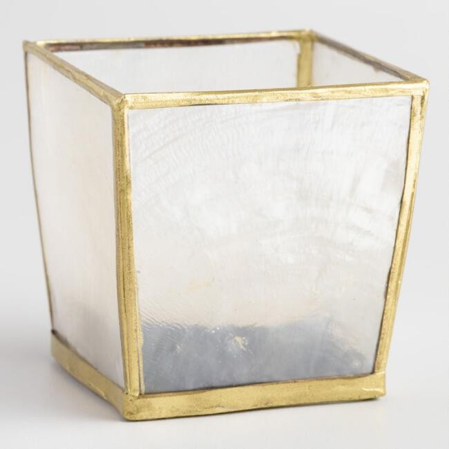 Square White Capiz Tealight Candleholders Set of 2 | World Market