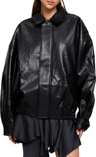 LIONESS Kenny Oversize Faux Leather Bomber Jacket | Nordstrom | Nordstrom