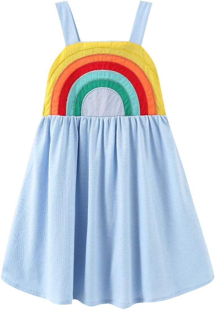 Frogwill Toddler Girls Fifties Summer Dress Blue Rainbow 2-7Y | Amazon (US)