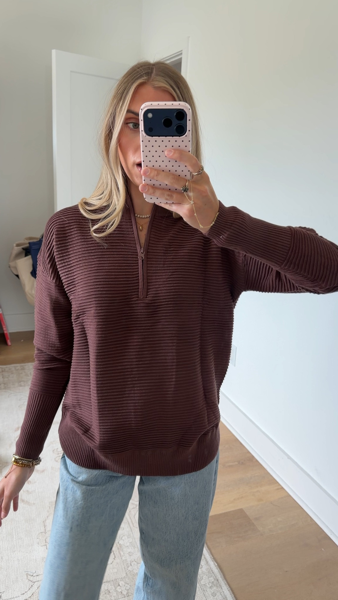 Amazon size small ANRABESS Women Long Sleeve V Neck Fall Sweater Quarter Zip Pullover
Zip Up Collared Thumb Hole,Lightweight Ribbed Knit Tunic Sweatshirts for Leggings,Work Business Casual Outfits Travel，Clothes

#LTKootd #LTKSeasonal #LTKSaleAlert