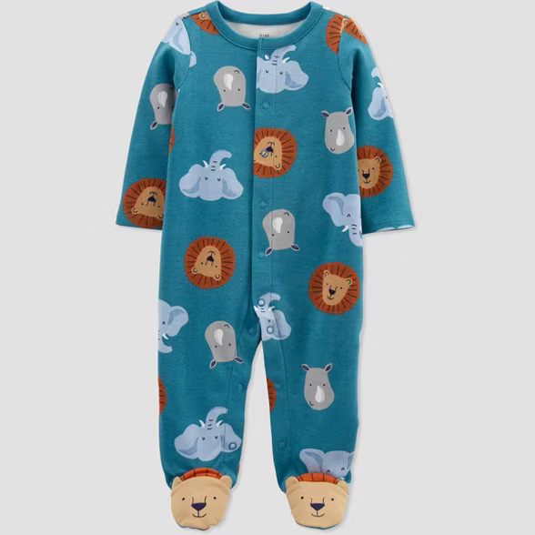 Baby Boys' Safari Interlock Footed Pajama - Just One You® made by carter's Blue | Target
