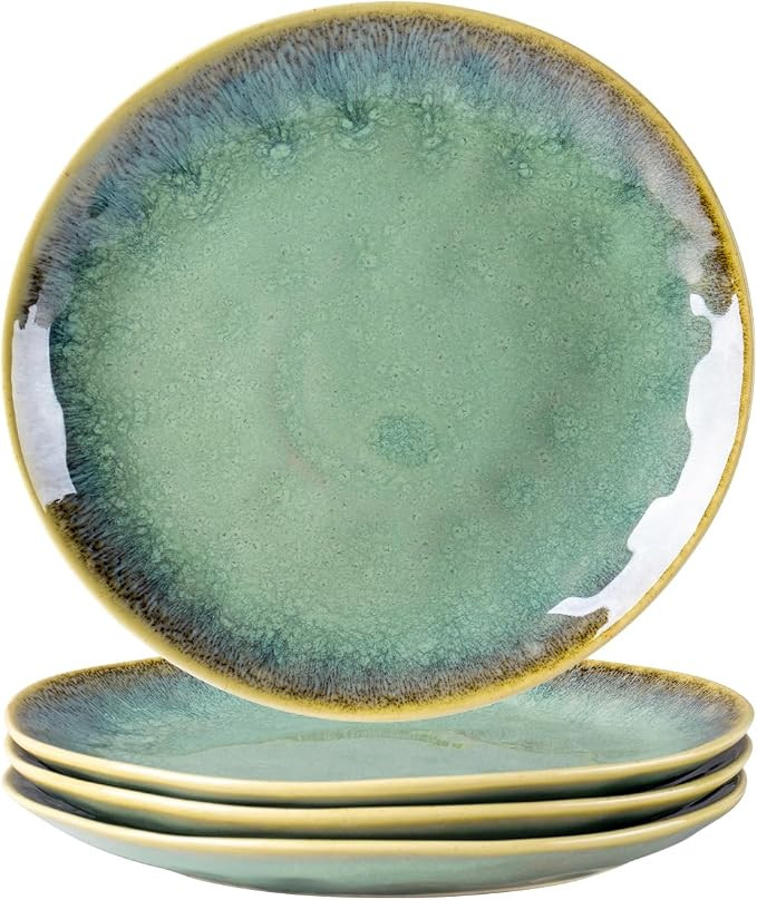 Henten Home Ceramic Dessert Plates, Irregular Shape Salad Plates Set of 4, 8.5 Inch Porcelain Sna... | Amazon (US)