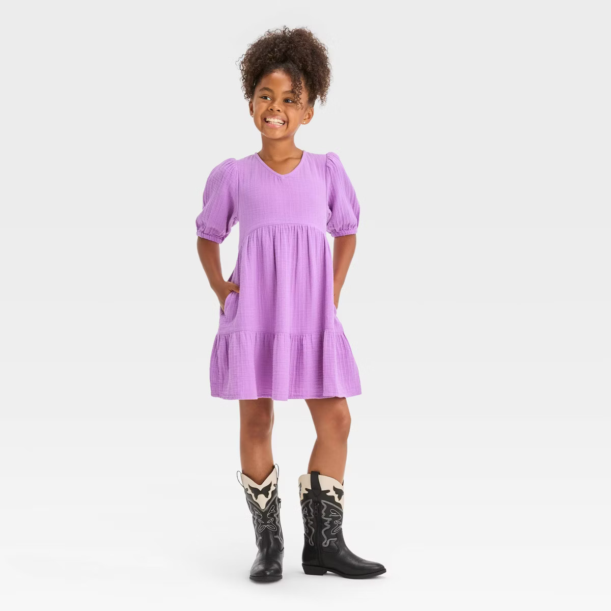 Girls' Short Sleeve Gauze Dress - Cat & Jack™ | Target