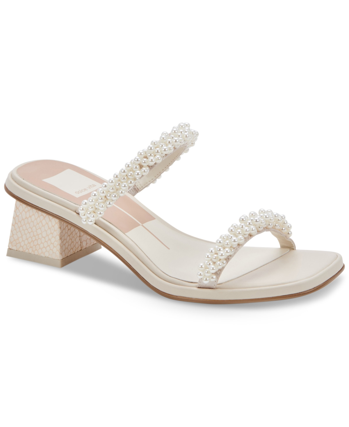 Dolce Vita Women's River Pearl Block-Heel Sandals - Vanilla Pearls | Macy's
