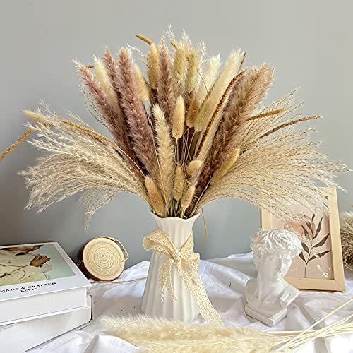 Dried Pampas Grass Decor Vase Home Design Arrangements,Natural Pompous Grass Plants Fluffy Artificia | Amazon (US)