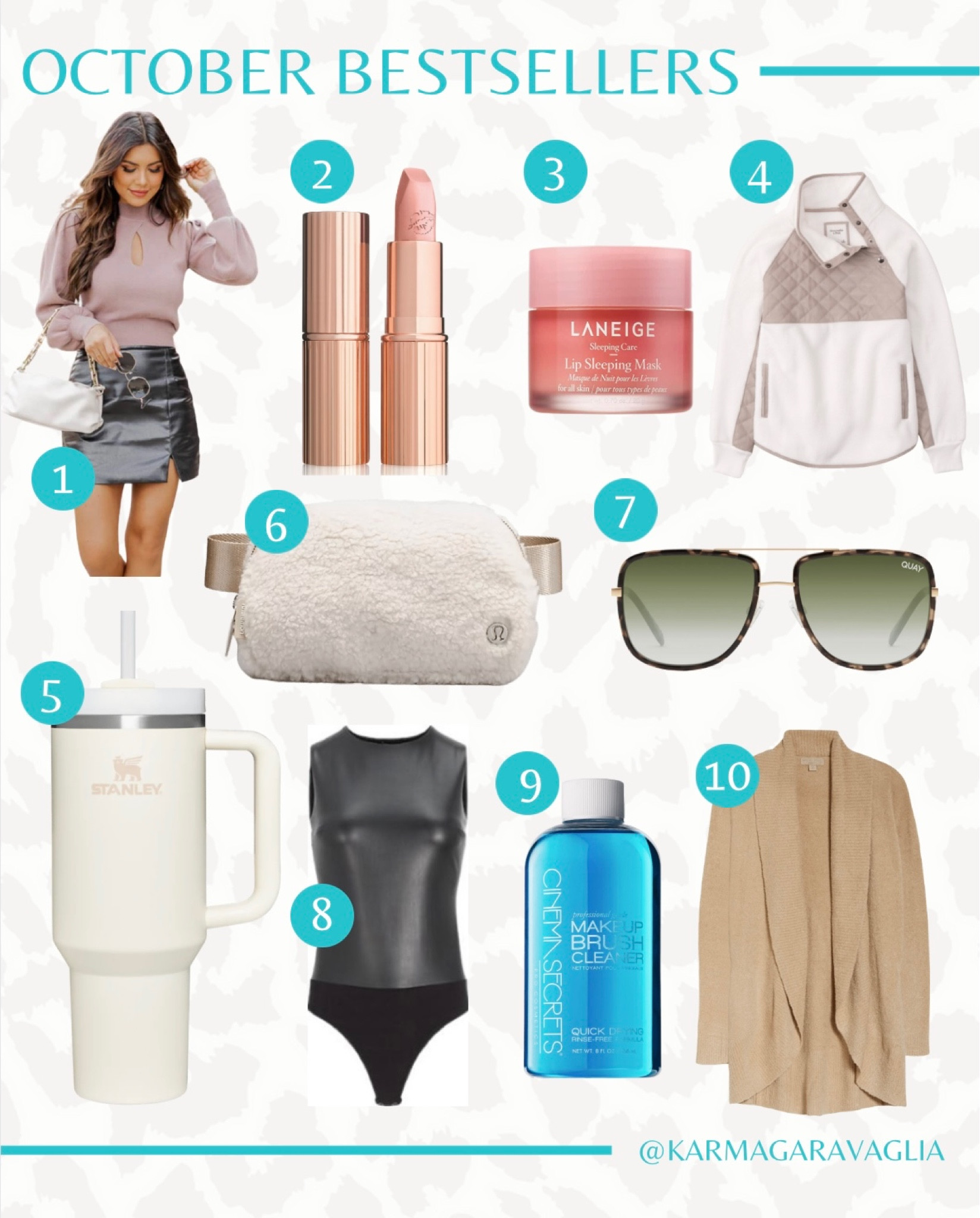 Top sellers, top seller, bestseller, bestsellers, Pink Lily, leather skirt, date night outfit, holiday outfit, Christmas outfit, Charlotte Tilbury makeup, nude lipstick in shade ‘KIM KW’, Laneige sleeping lip mask, lip mask, Abercrombie fleece pullover, Abercrombie fleece jacket, Stanley tumbler, Stanley cup, tumbler, bestseller tumbler, Lululemon, fleece belt bag, Sherpa belt bag, Lululemon everywhere belt bag, Quay sunglasses, Quay Australia, faux leather, faux leather bodysuit, Express, makeup remover, Cinema Secrets makeup brush cleaner, Barefoot Dreams, soft cardigan, cozy cardigan, Barefoot Dreams cardigan, Fall outfit, winter outfit, gift guide, gift idea, gift ideas, Christmas, @lululemon @pinklily @barefootdreams #lululemon #pinklily #express #stanleytumbler #quaysunglasses

Follow me @karmagaravaglia for more fashion finds, beauty faves, lifestyle, home decor, sales and more! So glad you’re here!! XO!!


#LTKSeasonal #LTKstyletip #LTKHoliday