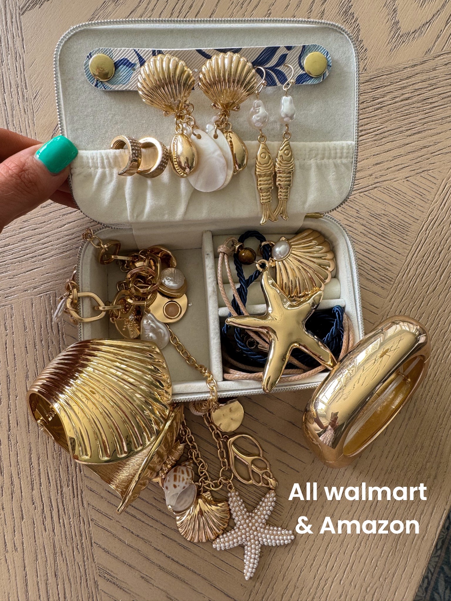 My new favorite travel find 🤍 This travel jewelry organizer is perfect for keeping everything neat, and I filled it with some of the cutest coastal jewelry finds from Walmart and Amazon. I love all the shells, pearls, and gold pieces for spring and summer — they make every outfit feel more fun without spending a lot.
This would also make such a good gift or vacation essential, and everything is linked in LTK!

#amazonfinds #walmartfinds #jewelryorganizer #travelessentials #coastalstyle #amazonfavorites #affordablefinds #summeraccessories #beachjewelry #goldjewelry #vacationstyle #ltkfinds #budgetfriendly


#LTKTravel