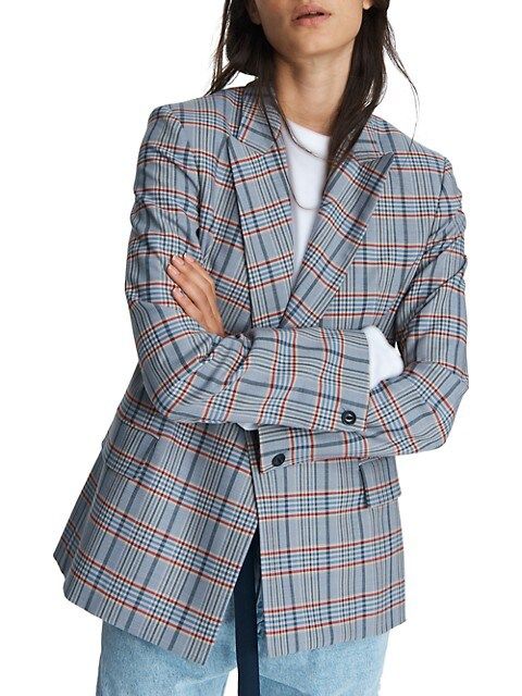 Elise Double-Breasted Check Wool-Blend Blazer | Saks Fifth Avenue