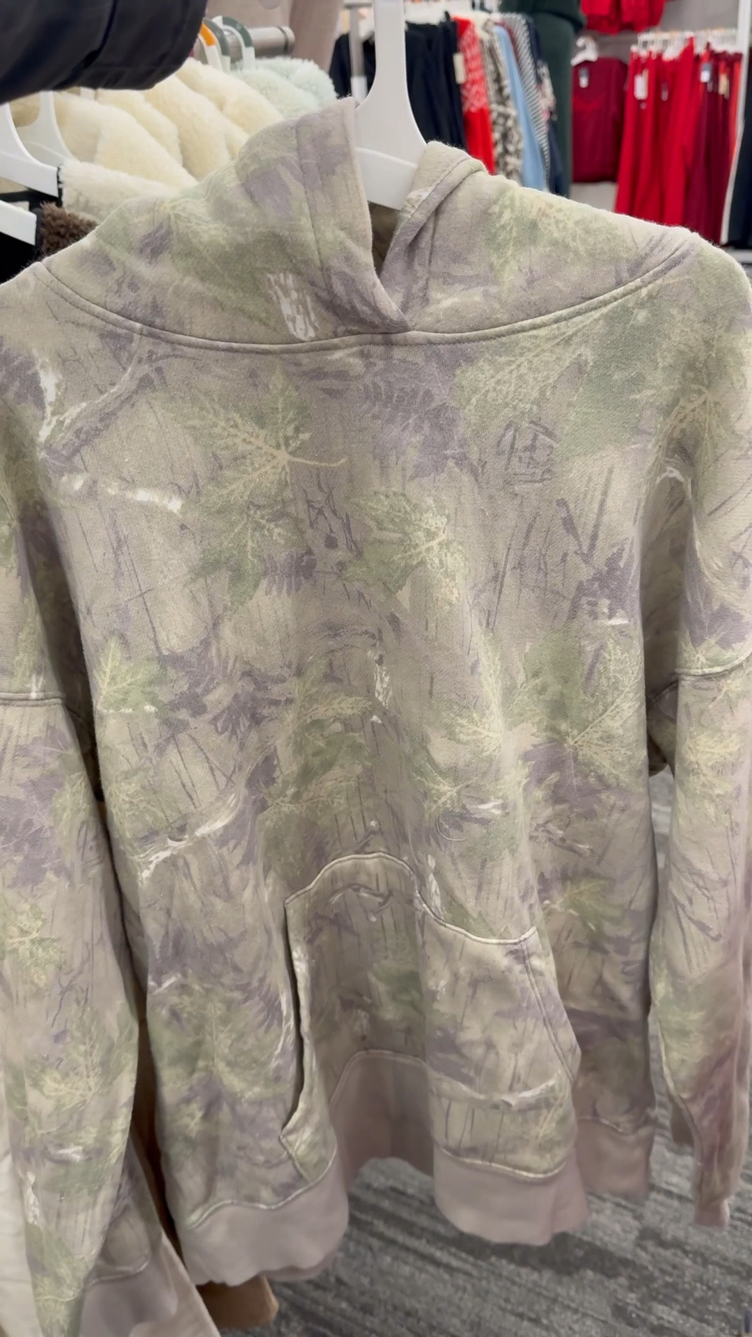 Love this camo hoodie! This is an oversized fit. I’m normally size small/medium in tops and I tried on in medium and loved the fit. Super comfortable and the inside is super soft! 

Target women’s oversized hoodie pullover sweatshirt wild fable camo 
