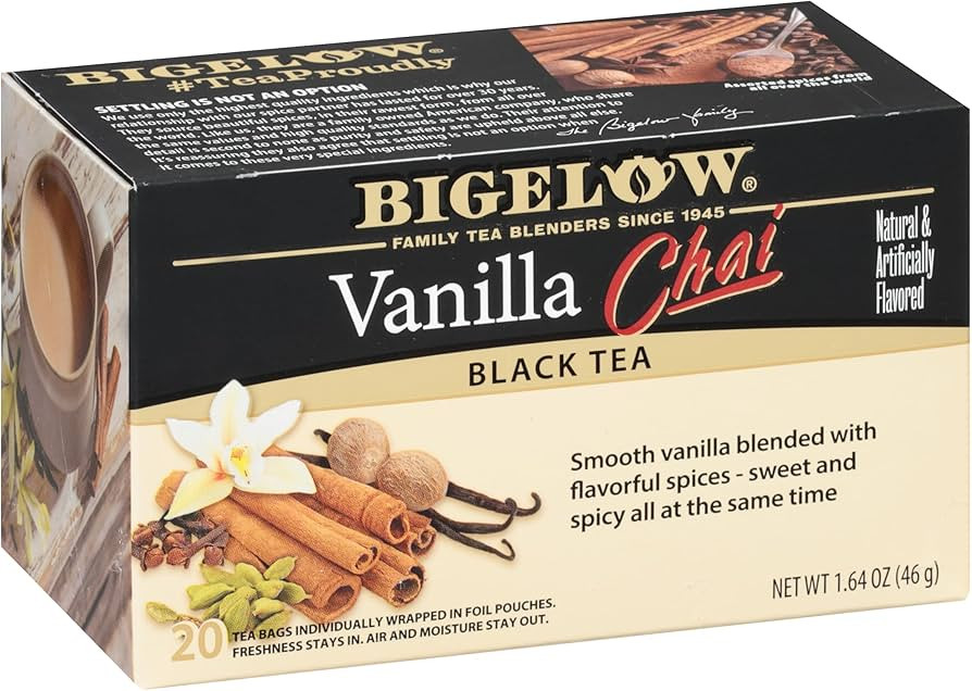 Bigelow Tea Vanilla Chai Black Tea, Caffeinated Tea, 20 Count (Pack of 6), 120 Total Tea Bags | Amazon (US)
