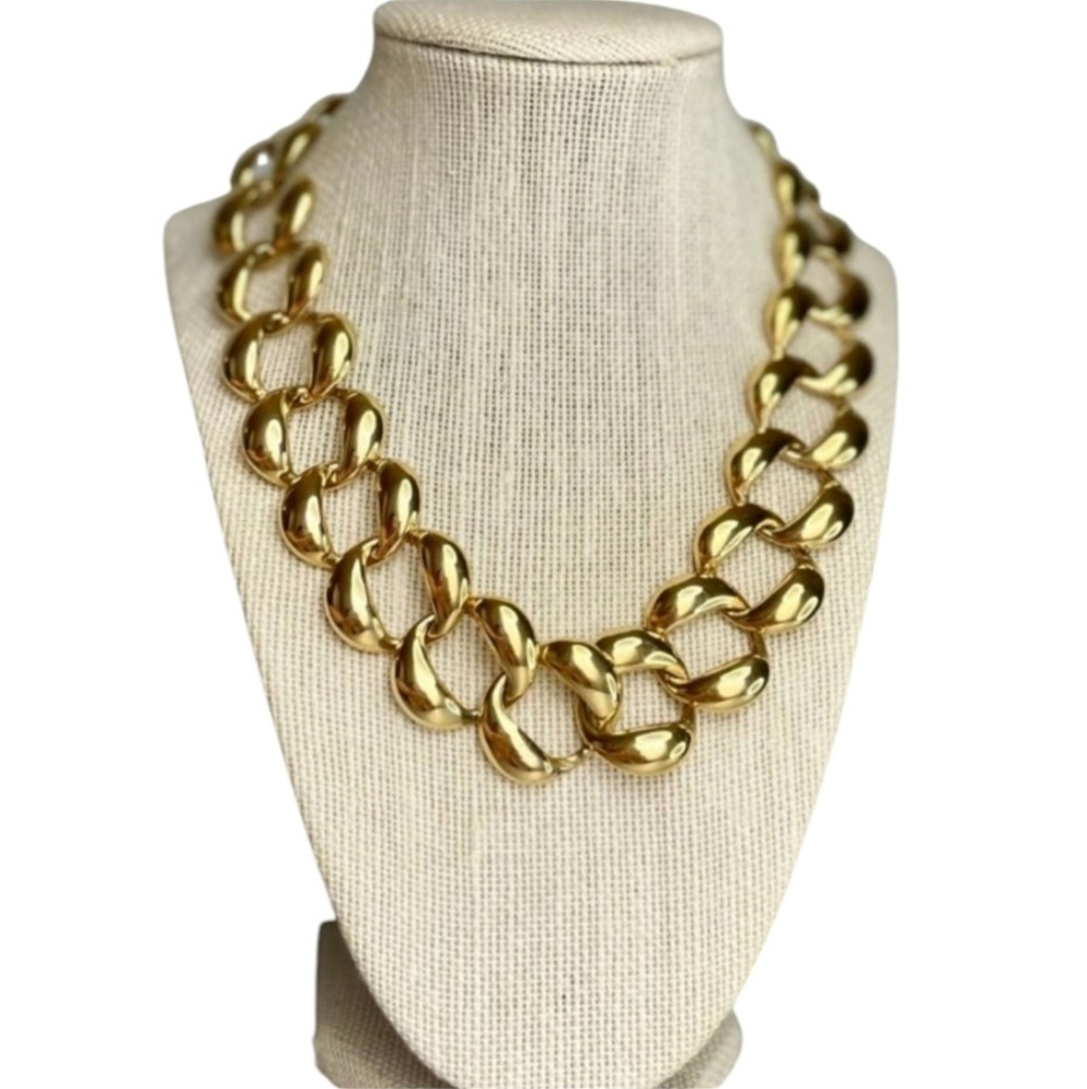 Vintage Anne Klein Wide Rings Chain Necklace, Gold Tone Chunky Choker | Poshmark