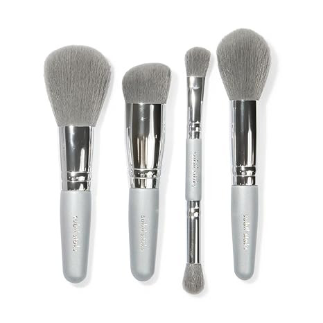 4-in-1 makeup brush set | travel-sized brush set with cruelty-free synthetic fibers | 4 compact b... | Amazon (US)